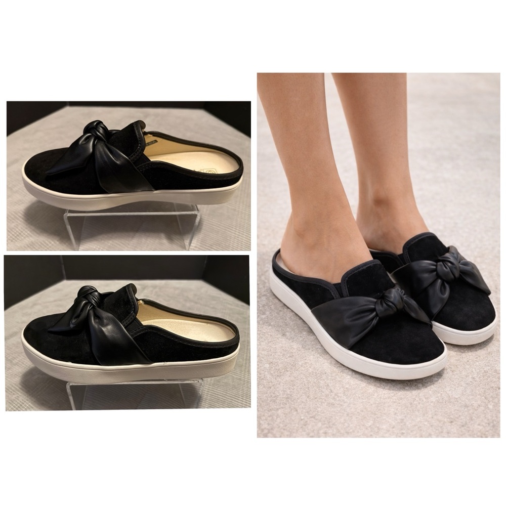 Spenco Barbados Orthotic Suede Bow Mule Slides – Black | Size 9 | NWOT